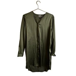 Vero Moda Button Down Top Green‎ Floral Embroidery M